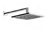 Tête de douche carrée EMPORIO Diam. 20 x 20 cm, avec bras mural de douche 1/2" L= 34.5 cm, modèle coude carré avec rosace carré, chromé