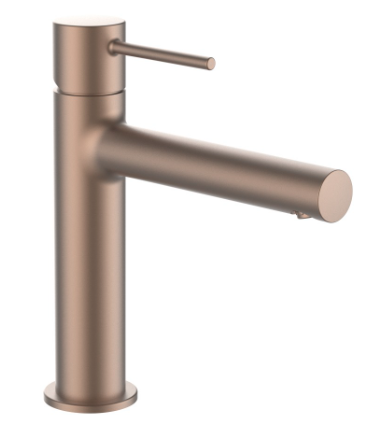 Mélangeur de lavabo TWINPLUS SLIM S 140 mm, goulot fixe débit 4,7 l/min., sans vidage, groupe acoustique I, classe énergie A, 426 rosé-or brossé