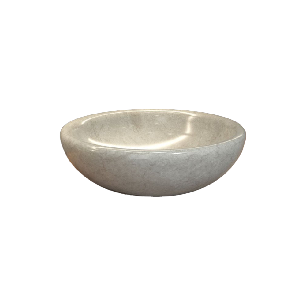 Vasque à poser en pierre naturelle SORA SBLR, Ø 400 mm,  H 120 mm, Crème (Attention : chaque vasque est unique)