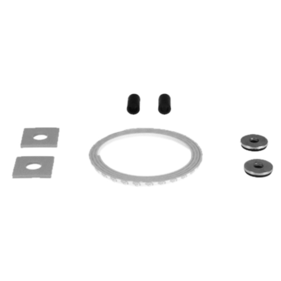 Set d'isolation CLASSIC pour lavabo et lave-mains jusqu'à 80 cm 1 profil en caoutchouc autocollant, 2 douilles en caoutchouc, 2 bases en caoutchouc, 2 rondelles-U pour exigences accrues selon SIA 181