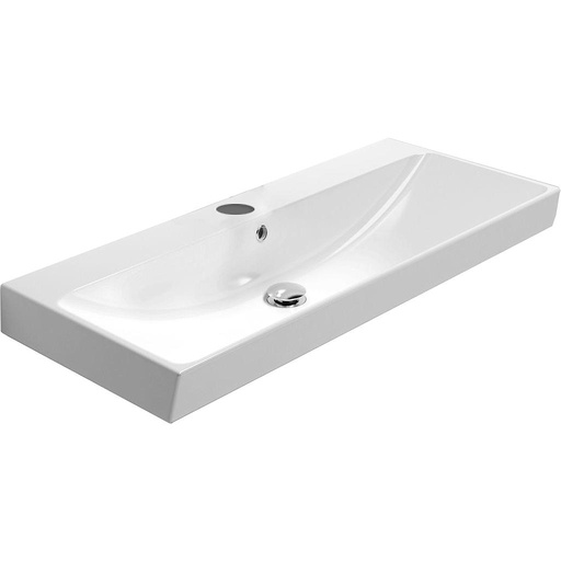 [1624C0609] Lavabo SET-UP 60 cm en céramique, L 61 cm - P 40 cm, avec trop-plein, sans bonde, 1 trou de robinetterie, pour sous-meuble, blanc