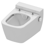 WC-douche TECEone UP cuvette murale en céramique pour chasse d'eau à encastrer avec raccordements cachés, sans couvercle, matériel de fixation, raccordement d'eau chaude à assurer sur place, SANS ELECTRICITE