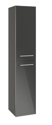 Armoire haute 35,0 x 176,0 x 37,0 cm, Avento armoire de tablette, 2 portes charnières à droite, poignée selon collection, Crystal Grey