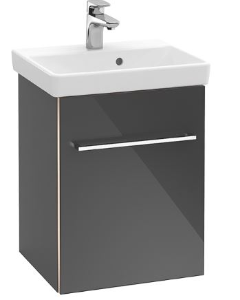 Elément inférieur 43 x 51,4 x 35,2 cm, pour lave-mains Avento 45 cm, 1 porte charnières à droite, 1 tablette, poignée selon collection, Crystal White