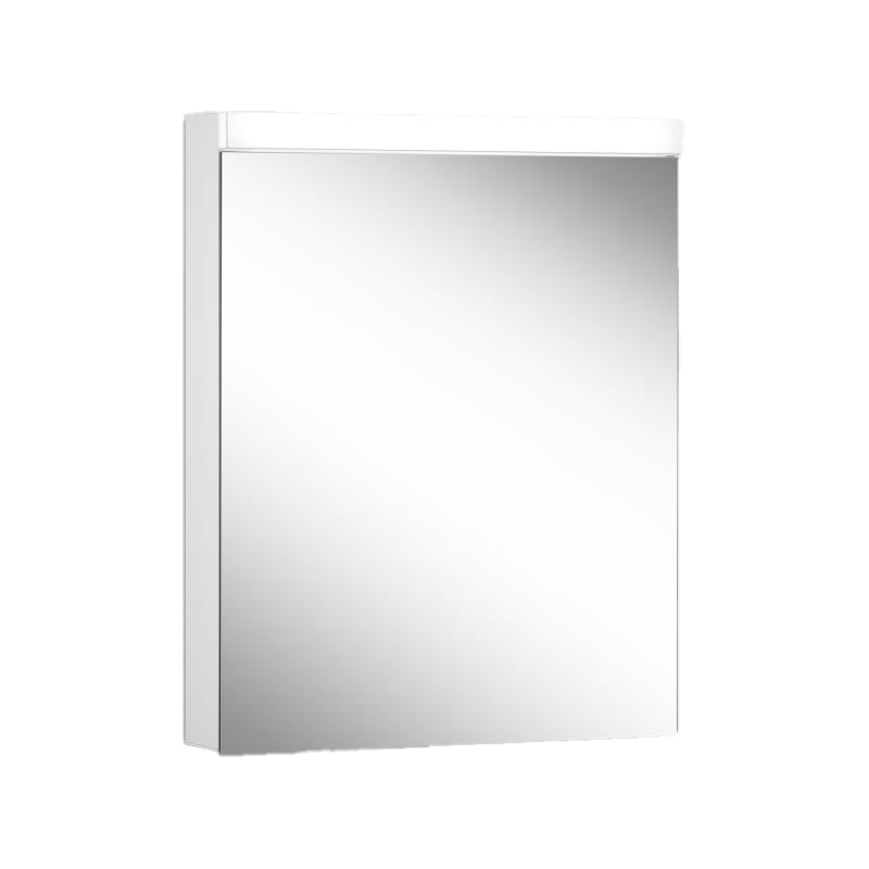 Armoire de toilette LOWLINE BASIC LED 60/1/LED profil en aluminium 60 x 70/74,8 x 12 cm pour montage AP ou UP prise double en haut à droite ou à gauche, porte à double miroir charnières à droite ou à gauche, LED 12W, IP44, couleur lum. blanc froid 4000K, blanc
