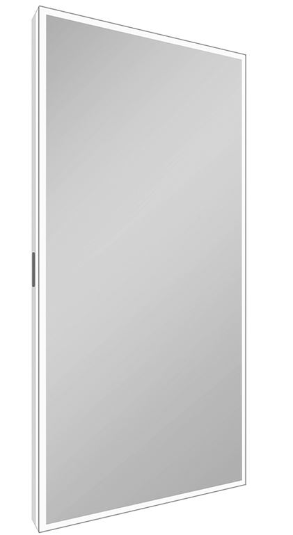 Miroir lumineux GLOW (anc. A-LINE LED A/SP) 46/90/LED, profil en aluminium, pour montage AP 46 x 90 x 5 cm sans prise, éclairage LED 1 x 44 W, dimmable, éclairage périphérique, commande asservie à la lumière du jour IP44, standard, argent éloxé