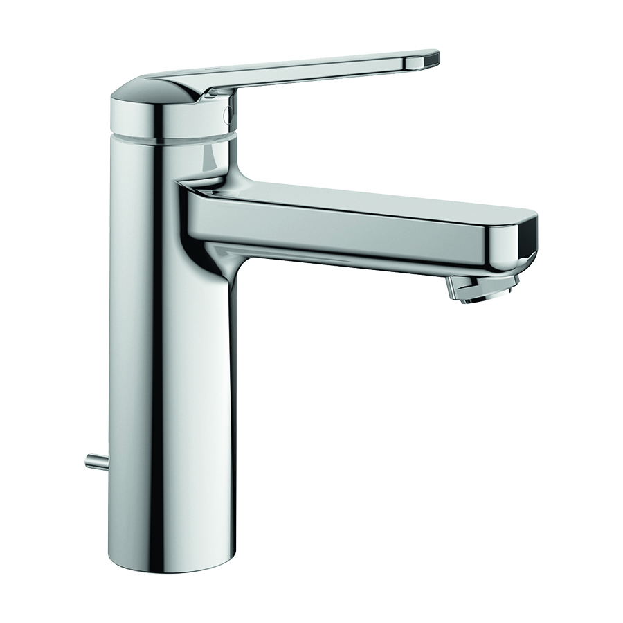 Mélangeur de lavabo DOMO 6.0 eau froide par position du levier au milieu S 125 mm, goulot fixe vidage excentrique, groupe acoustique I, chromeline