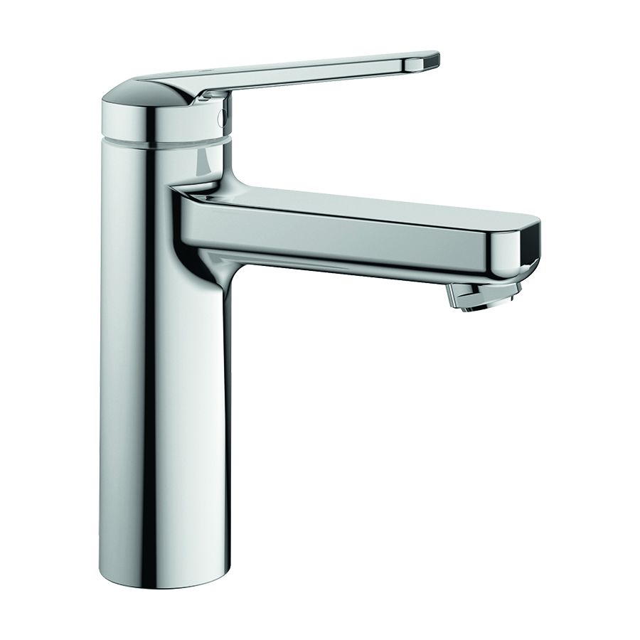 Mélangeur de lavabo DOMO 6.0 eau froide par position du levier au milieu S 125 mm, goulot fixe sans vidage, groupe acoustique I, chromeline