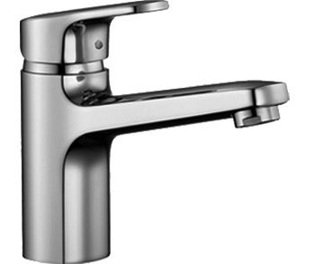 Mélangeur de lavabo CITYPRO S 140 mm goulot fixe Ecototal+, eau froide par position du levier au milieu sans vidage groupe acoustique I, chromé