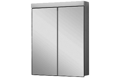 Armoire de toilette DUPLEX NEW LED, 60 x 75,5 x 12,5 cm profil en aluminium, prise double, 2 portes à doubles miroir (30/30) éclairage LED 2160 Lumen, IP24, réglable(Dali), 3000K, blanc