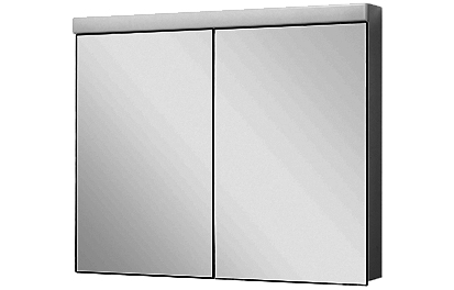 Armoire de toilette DUPLEX NEW LED, 90 x 75,5 x 12,5 cm profil en aluminium, prise double, 2 portes à doubles miroir (45/45) éclairage LED 3000 Lumen, IP24, réglable(Dali), 3000K, blanc