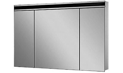 Armoire de toilette AVANCE NEW LED, 120 x 77,3 x 12,5 cm profil en aluminium, 2 prises doubles en bas, 3 portes à doubles miroir (30/60/30) éclairage LED en haut 3780 en bas 1880 Lumen, IP24 réglable (Dali), 3000K, blanc