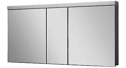 Armoire de toilette DUPLEX NEW LED, 150 x 75,5 x 12,5 cm profil en aluminium, 2 prises doubles, 3 portes à doubles miroir (60/30/60) éclairage LED 4320 Lumen, IP24, réglable (Dali), 3000K, blanc