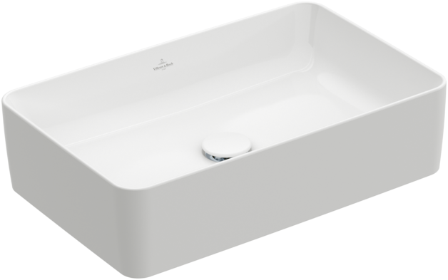 Lavabo à poser COLLARO 56 x 36 cm, céramique, carrée sans trop-plein, standard, blanc