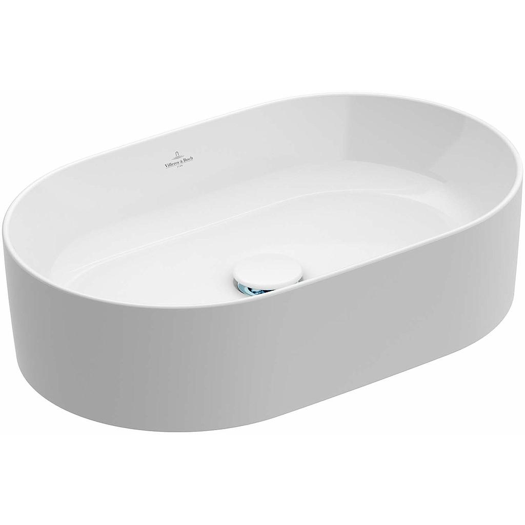 Lavabo à poser COLLARO 56 x 36 cm, céramique, ovale sans trop-plein, standard, blanc