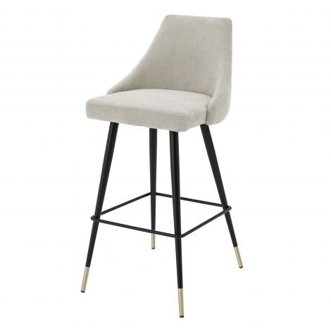 Bar Stool Cedro clarck sand , Clarck sand | black & brass legs  , A. 47 | B. 52 | C. 101 | D. 40 | E. 75 cm