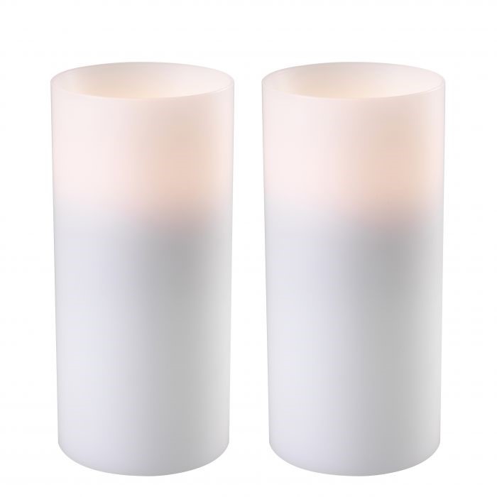 Artificial Candle deep ø 10 x H. 21 cm set of 2 , White , ø 10 x H. 21 cm per piece