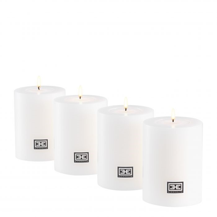 Artificial Candle ø 7 x H. 9 cm set of 4 , White , ø 7 x H. 9 cm