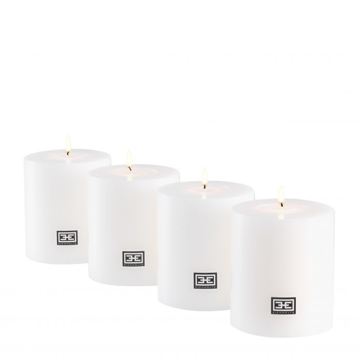 Artificial Candle ø 8 x H. 9 cm set of 4 , White , ø 8 x H. 9 cm