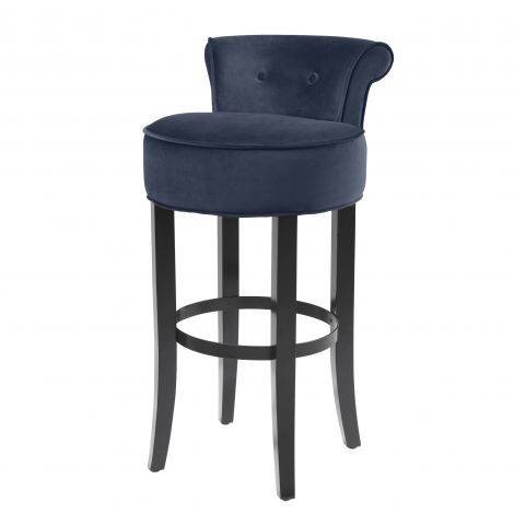 Bar Stool Sophia Loren savona midnight blue velvet , Savona midnight blue velvet | black legs