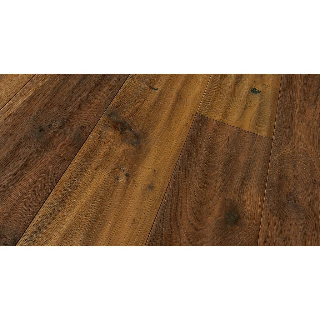 Parquet Symphonie - Note - 1030 LR 3 plis Chêne fumé foncé - Rabotée main, brossé - 15 x 1800 - 3200 x 170 - 260 mm (4 largeurs) - Couche d'usure env. 4 mm