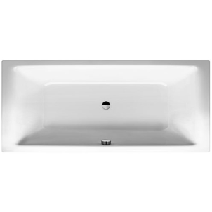 Baignoire 180 x 80 x 42 cm PURO DUO, acier avec trop-plein latéral isolation phonique, standard, blanc