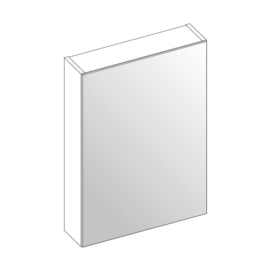 Armoire de toilette SKY, L60xH70xP13.5 cm, porte à double miroir, charnière gauche ou droite, corps/face mélaminé, Finitions Dekorativo 3D à choix, sans applique et sans prise en bas