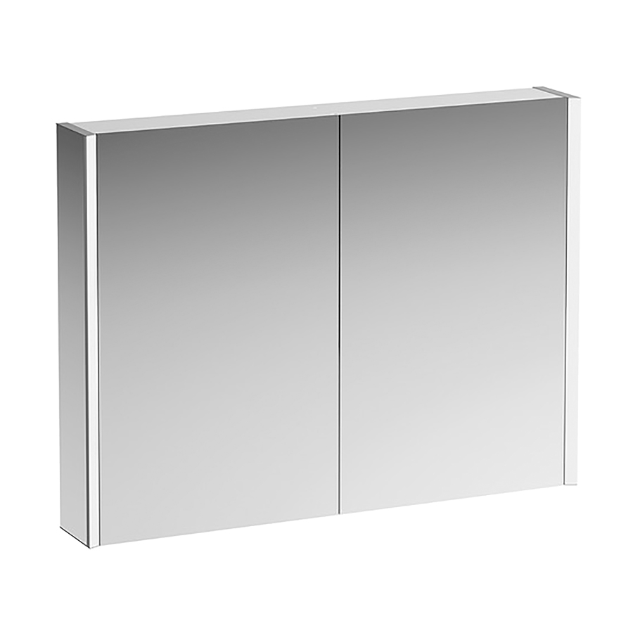 Armoire de toilette FRAME 25 LED 100,0 x 75,0 x 15,0 cm 2 portes à double miroir 2 prises, éclairage LED vertical, 4000 Kelvin, 2x 14 W IP44, verre blanc