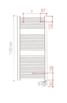 Radiateur sèche-serviettes SANTIAGO Droit, H 111 x L 50 cm, 500W, électrique, thermostat SMART Plus, blanc RAL9016