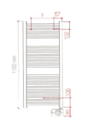 Radiateur sèche-serviettes SANTIAGO Droit, H 111 x L 60 cm, 700W, électrique, thermostat SMART Plus, blanc RAL9016