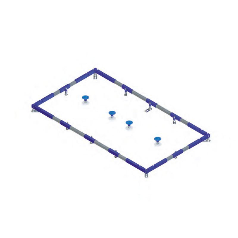 Kit ViFrame (Planeo, Squaro Infinity), pour grands receveurs de douche (à partir de 1000 x 1000 mm) en céramique ou acryliques avec 4 pieds centraux. Plage de réglage en hauteur s'étend sur 2 niveaux de 90 à 175 mm et peut être facilement ajustée avec une clef à six pans.