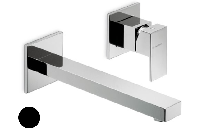 Mélangeur de lavabo mural ERGO-Q, S 233 mm, écartement entre poignée et bec 120 mm, raccords 1/2", sans corps à encastrer, noir mat