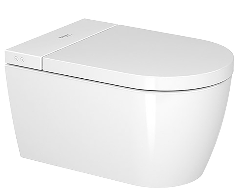 WCdouche, STARCK F PLUS, cuvette murale en céramique blanc, pour chasse d'eau à encastrer, rimless, douche rectale, féminine et oscillatoire, mode d'économie d'énergie intelligent séchoir à air chaud, la température de l'eau, de l'assise et de séchage ainsi que la position des buses et l'intensité des jets sont réglables individuellement vidange automatique en cas de non-utilisation prolongée fonction détartrage, veilleuse de nuit, télécommande incluse commande via App, douche autonettoyante, ouverture et fermeture motorisée du couvercle, avec raccordements cachés, 220-240 V, clean effect blanc