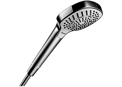 Douche à main CROMA SELECT E MULTI, Quick Clean, D 11 cm changement de jet via le bouton Select, Soft Rain/ IntenseRain/Massage, débit 16 l/min, groupe acoustique I, chromé - blanc