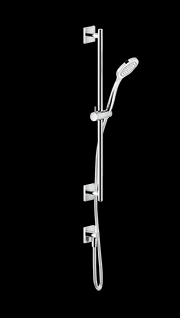 Glissière de douche complète EMPORIO SHOWER,  60 cm, coude de sortie 1/2", flexible et douchette anticalcaire comprise, couleur chromé