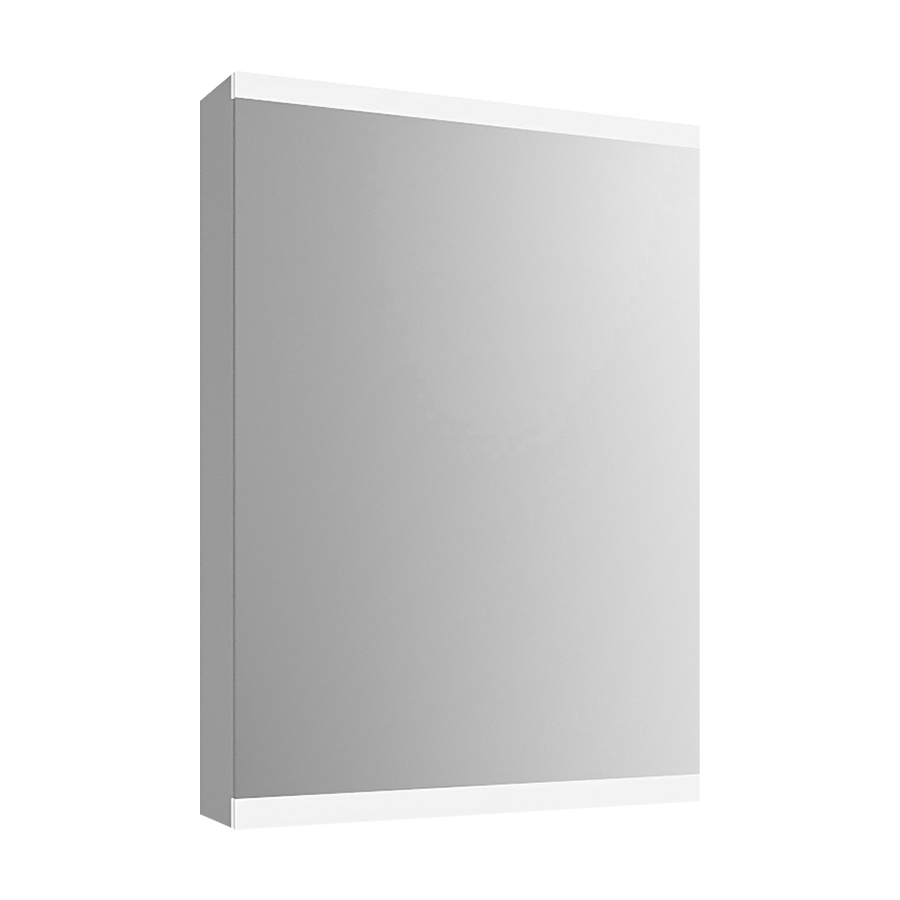 Armoire de toilette METRUM 50 x 71,7 x 13,6 cm profil en aluminium, prise double en haut à droite ou à gauche, porte à double miroir charnières à gauche éclairage LED, 2540 Lumen IP24, standard, blanc