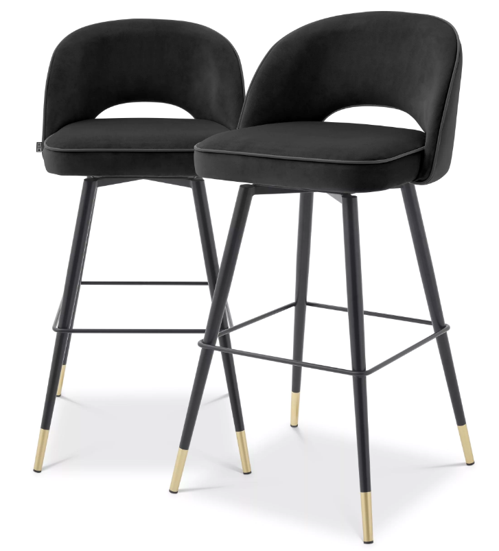 Bar Stool Cliff roche black velvet set of 2 