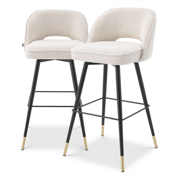 Bar Stool Cliff bouclé cream set of 2  