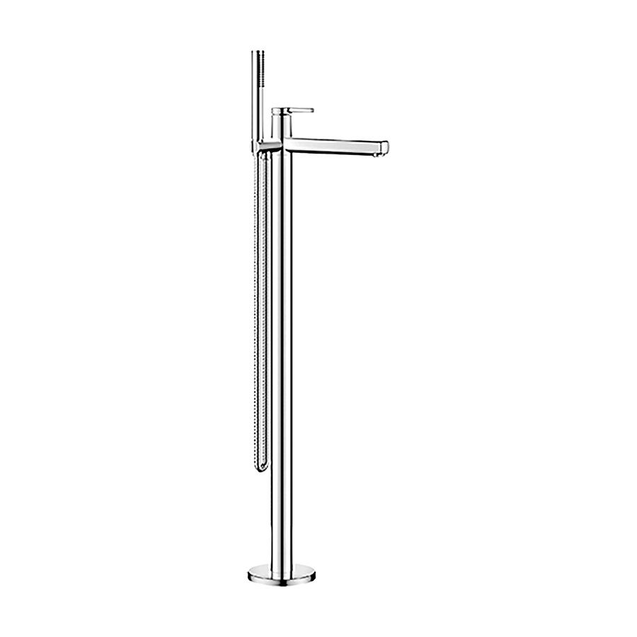 Mélangeur de bain AVA 2.0 S 250 mm, goulot fixe H jusqu'à aérateur 806-902 mm avec colonne pour montage à pose libre, douche, tuyau de douche 150 cm, sans corps à encastrer Nr. 39.000.602.931, chromeline