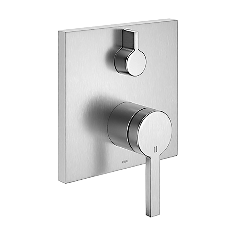 Mélangeur de bain AVA E INOX UP set de montage final, inver- seur, plaque de recouvrement 15 x 15 cm, sans corps à encastrer Nr. 39.999.900.931 / 39.999.910.931, acier inoxydable brossé