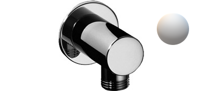 Coude de raccordement 1/2", rosace D 48 mm, acier inoxydable brossé