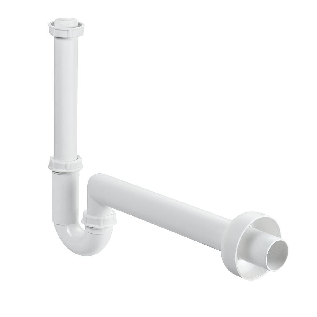 Siphon en tube coudé 1 1/4" x 40 mm, modèle à encombrement minime, sans connecteur de siphon 1614C0654, blanc