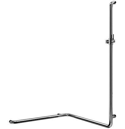 Barre d'appui d'angle pour douche INEOLINE PURE 76,3 x 76,3 cm, H 120 cm avec support douche acier inoxydable DesignGrip à droite matériel de fixation inclus, mat