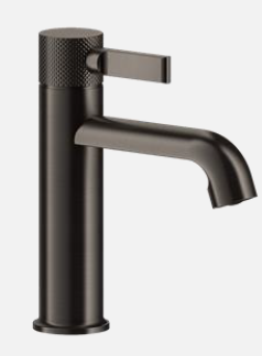 Mélangeur de lavabo INCISO, S 135 mm, goulot fixe avec vidage excentrique, tuyaux de raccordement flexibles 3/8", groupe acoustique NT, 707 Black métal brushed
