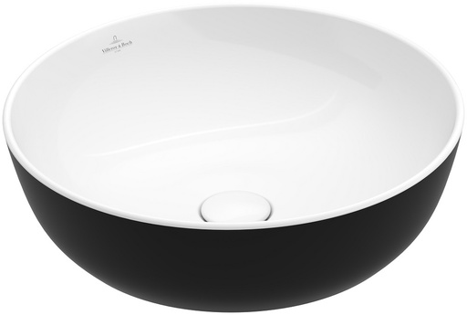 [1624C0630] Lavabo à poser rond ARTIS D 43 cm, céramique sans trop-plein, sans trou robin., Bicouleur blanc / Coal Black (noir)