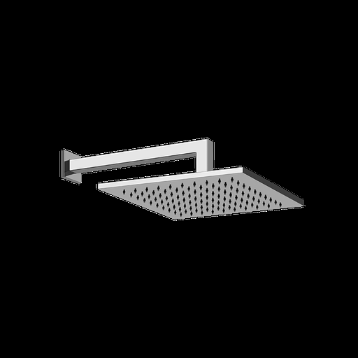 [1621C1088] Tête de douche carrée EMPORIO Diam. 30 x 30 cm, avec bras mural de douche 1/2" L= 33.8 cm, modèle coude carré avec rosace carré, groupe acoustique I, débit 9 l/min, 149 Finox