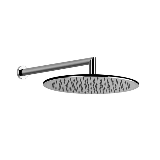 [1621C1101] Tête de douche ronde EMPORIO Diam. 30 cm, avec bras mural de douche 1/2" L= 34.8 cm, modèle coude rond avec rosace ronde, 3 bar, groupe acoustique I, débit 9 l/min, chromé