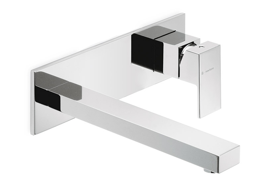 [1621H0842] Mélangeur de lavabo mural ERGO-Q, S 170 mm, écartement entre poignée et bec 120 mm, avec plaque rectangulaire 195x75 mm, raccords 1/2", sans corps à encastrer, chromé