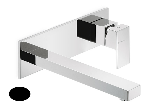 [1621H0843] Mélangeur de lavabo mural ERGO-Q, S 170 mm, écartement entre poignée et bec 120 mm, avec plaque rectangulaire 195x75 mm, raccords 1/2", sans corps à encastrer, noir mat