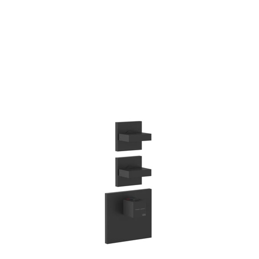 [1621C1149] Parties apparentes RETTANGOLO, mitigeur thermostatique mural haut débit. Deux sorties indépendantes. Installation verticale/horizontale, sans corps à encastrer Nr. 43103, 299 noir XL
